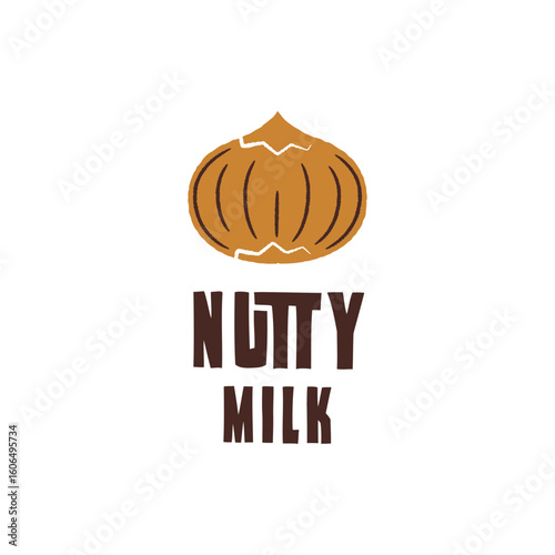 Nutty Milk logo. Simple Nutty Milk logo for plant-based branding, vegan product packaging, organic label or dairy-free design. Vector illustration.