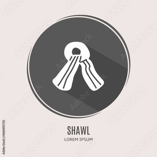 Symbol shawl logo. Illustration of shawl in flat. Stock vector.