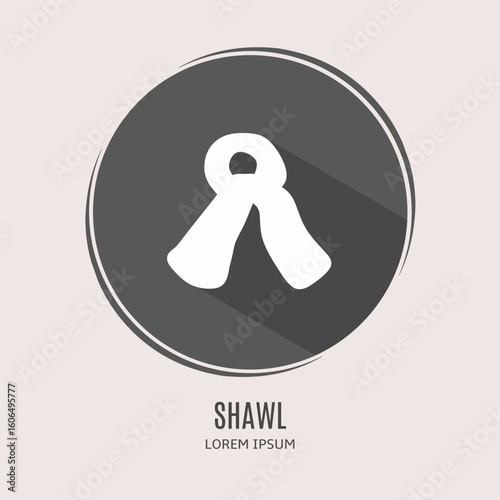 Symbol shawl logo. Illustration of shawl in flat. Stock vector.