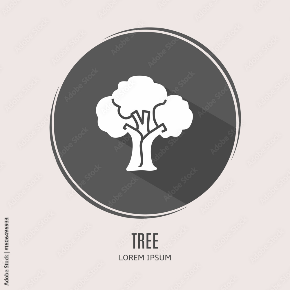 Symbol tree logo. Illustration of tree in flat. Stock vector. Symbol tree logo. Illustration of tree in flat. Stock vector.