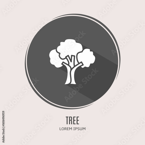 Symbol tree logo. Illustration of tree in flat. Stock vector.