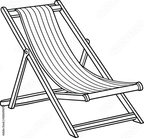 Deck chair illustration for summer projects and holiday marketing with clean outline for creative use