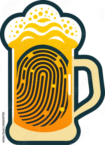 A beer mug shaped using a human thumbprint texture, celebrating individuality and global unity.