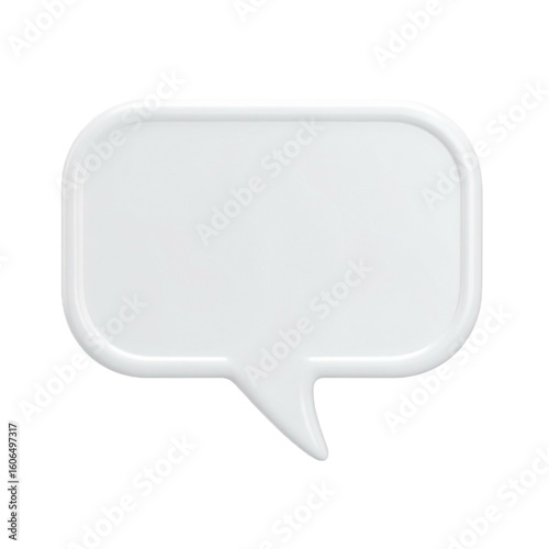 White chat bubble icon. 3d rendering isolated on white background. 