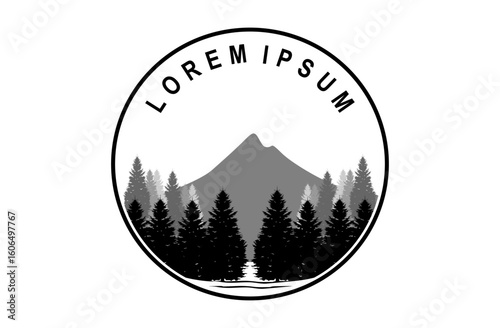 Silhouette of Mount Hood Portland Oregon Mountain logo design illustration