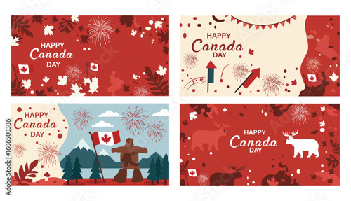 Happy Canada Day Illustration Set