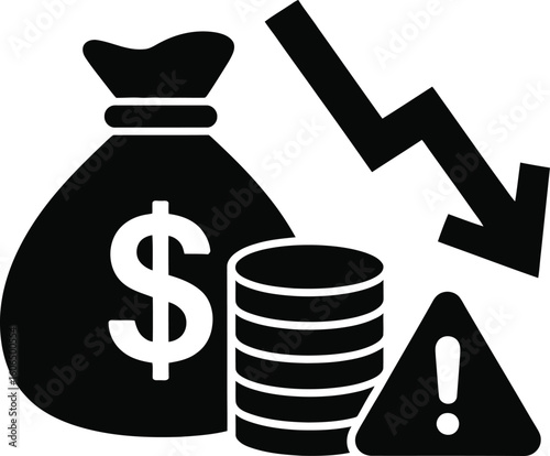 Economic Recession and Financial Decline Icons