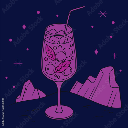 Glacial Orchard Elixir A Green and Frosty Blend Vector Design