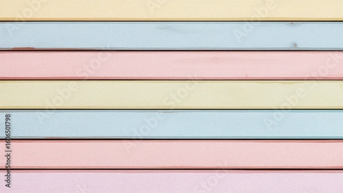 Pastel-colored horizontal wooden planks.