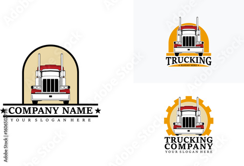 Set of Trucking company logo. Truck delivery or logistic logo industry vector