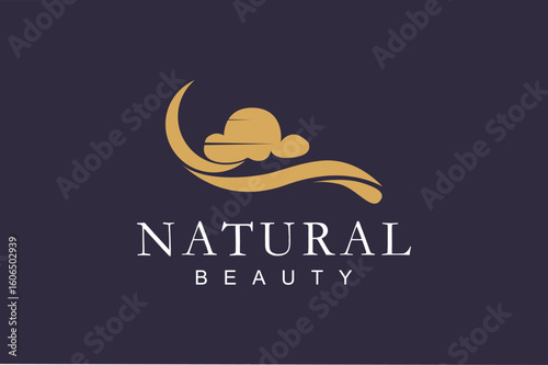 Natural beauty salon with fresh moon design logo illustration