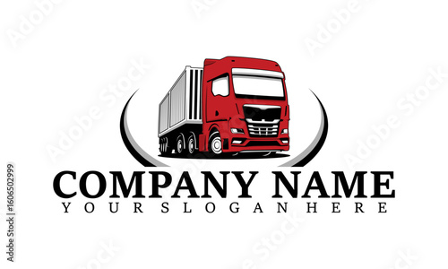 Trucking company logo. Truck delivery or logistic logo industry vector