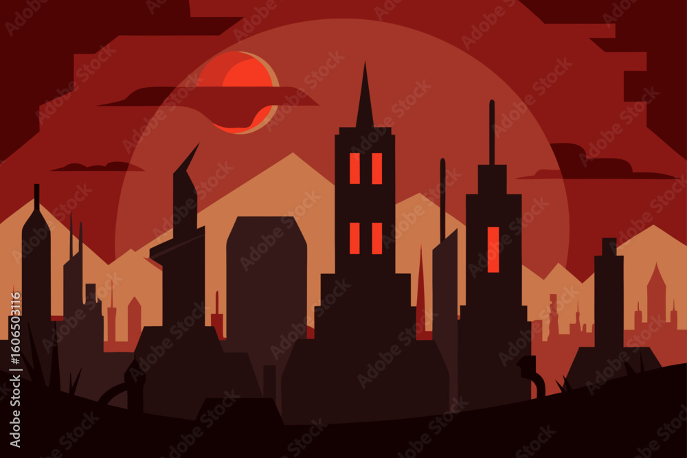 Fototapeta premium silhouette of city