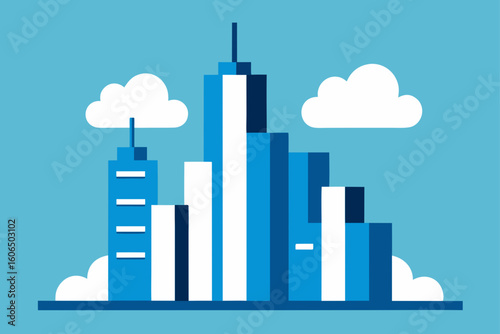 city skyline with clouds