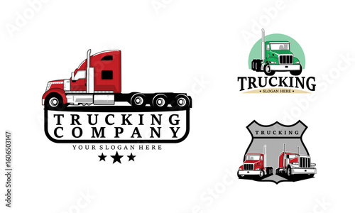 Set of Trucking company logo. Truck delivery or logistic logo industry vector