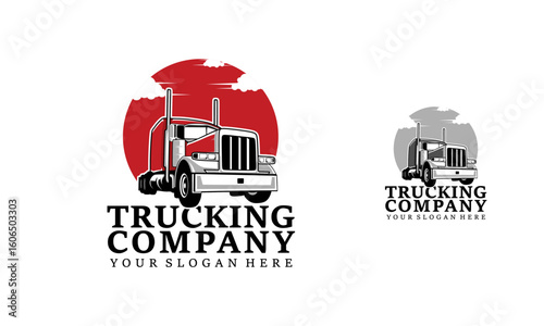Trucking company logo. Truck delivery or logistic logo industry vector