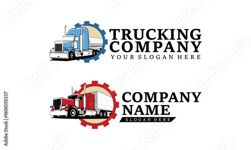 Set of Trucking company logo. Truck delivery or logistic logo industry vector