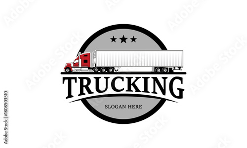 Trucking company logo. Truck delivery or logistic logo industry vector