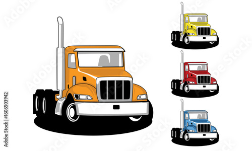 Heavy truck illustration logo template, Trucking company logo. Truck delivery or logistic logo industry vector