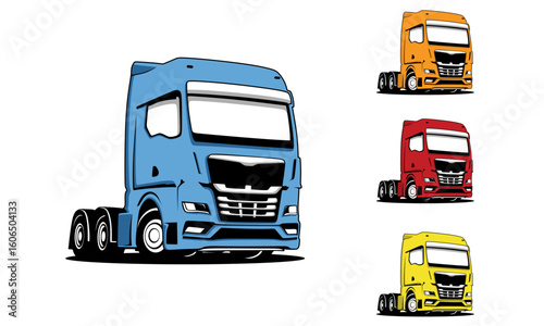Heavy truck illustration logo template, Trucking company logo. Truck delivery or logistic logo industry vector