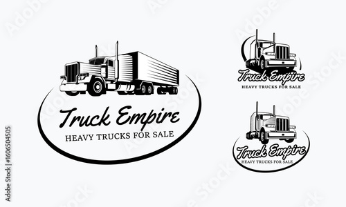 Set of Trucking company Monochrome logo. Truck delivery or logistic logo industry vector