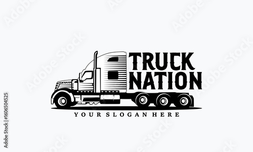 Set of Trucking company Monochrome logo. Truck delivery or logistic logo industry vector