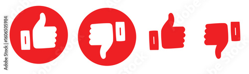 Thumbs Feedback Vector Icons for Like Dislike Rating Buttons in UI Review Design