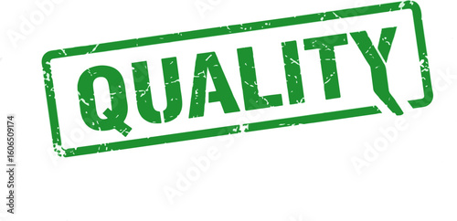 Green "QUALITY" rubber stamp on white background