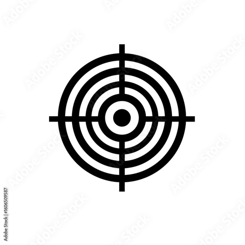 Black and white target icon with concentric circles and crosshairs