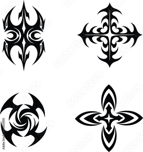 Fleur de lis floral design vector with ornate scroll and tribal elements for tattoo and decoration art