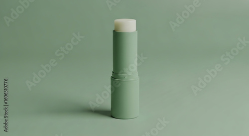 Hygienic moisturizing lip balm stick in a sage green tube for skincare.