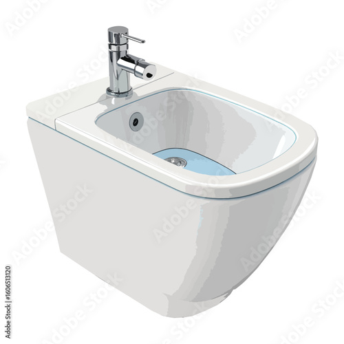 Monochrome Illustration of a Modern Bidet with Faucet Bathroom Fixture Cleanliness and Plumbing Design for a Washroom Interior