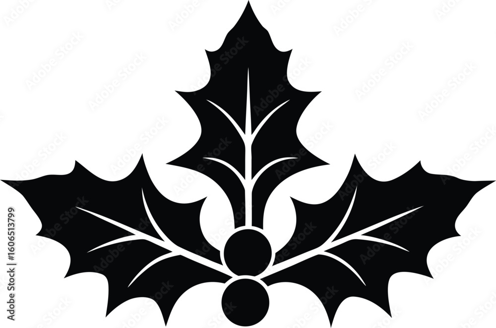 Fototapeta premium simple holly sprig vector icon
