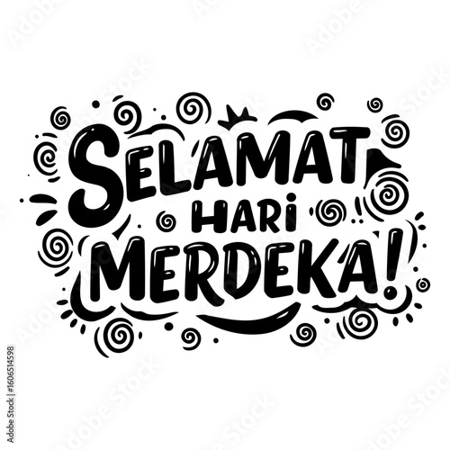 Selamat Hari Merdeka! Typography design celebrating Indonesian Independence Day.