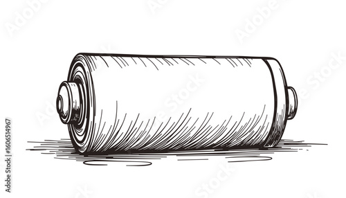 Sketch of a cylindrical battery in black and white  