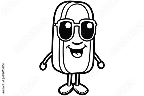 Cute 3d kawaii popsicle character with sunglasses smiling