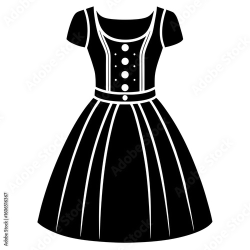Dirndl Dress  
icon featuring beer, pretzels, and Bavarian elements. Perfect for party themes and German festival designs.