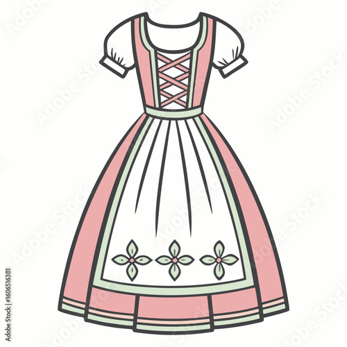 Dirndl Dress  
icon featuring beer, pretzels, and Bavarian elements. Perfect for party themes and German festival designs.
