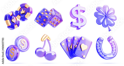 Tableau sur toile Glass holographic casino slot game icon