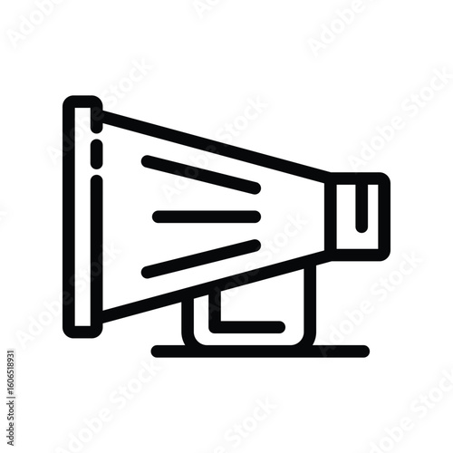 A megaphone icon with horizontal lines coming out of the center supported by a square base