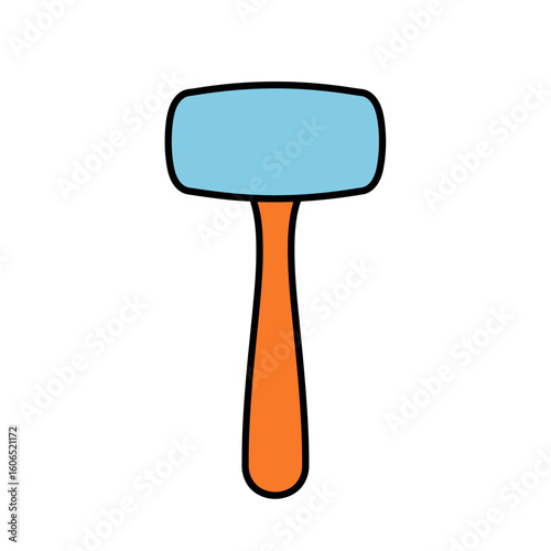Cartoon Meat Mallet with Blue Head and Orange Handle