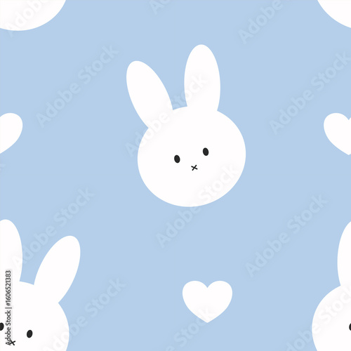 baby bunny soft blue seamless pattern cute cartoon illustration 