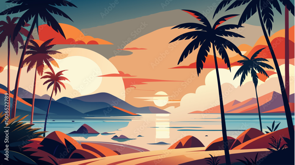 Fototapeta premium tropical beach with palm trees