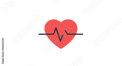 A simple, stylized red heart with a black electrocardiogram line, representing health.