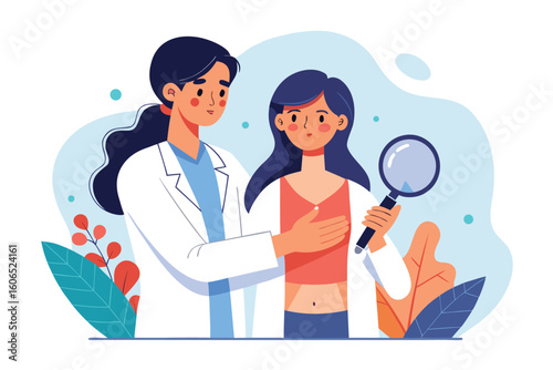 Professional consultation on dermatology skin diseases with a doctor examining a patient in a clinical setting