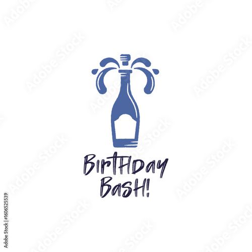 Birthday Bash logo. Simple Birthday Bash logo for celebration brand, fun party label, drink packaging or event design. Vector illustration.