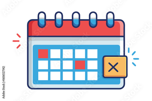 Calendar notification indicating a deadline reminder with crossed-out event for task management and scheduling
