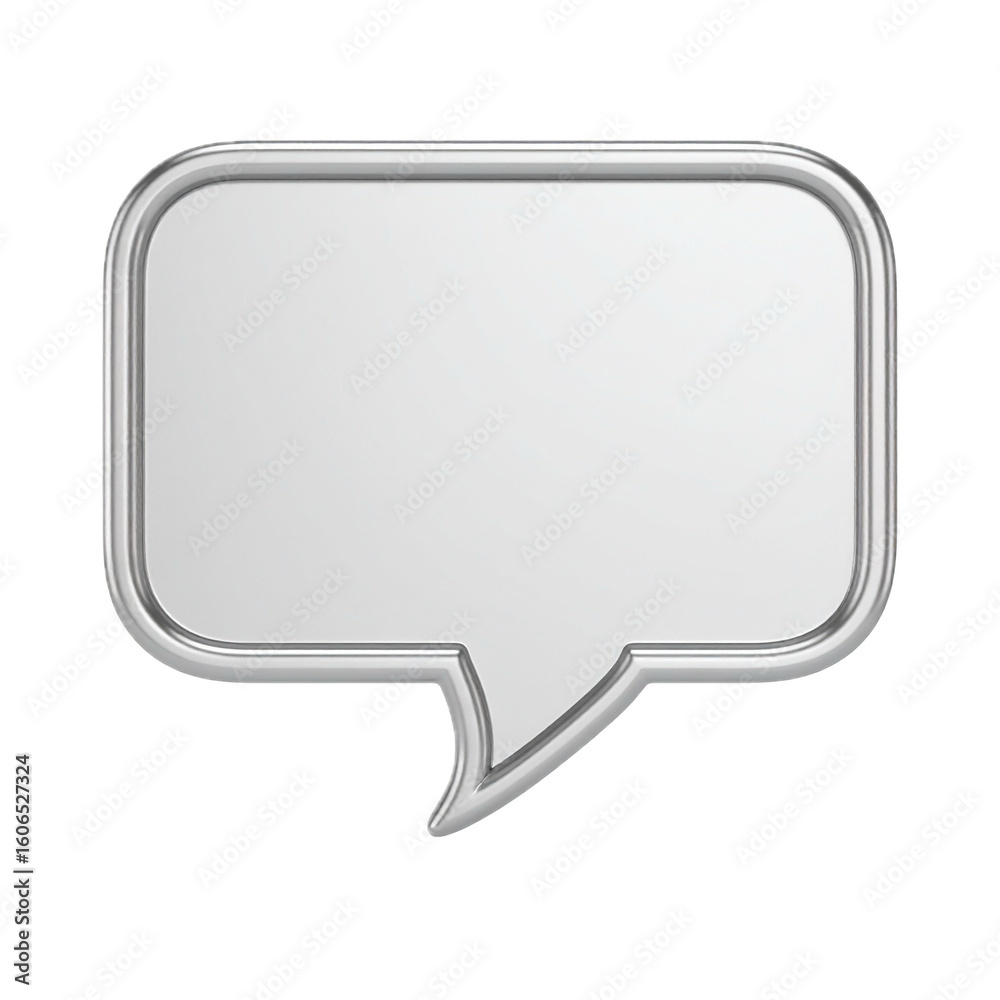 Fototapeta premium Silver chat bubble icon. 3d rendering isolated on white background. Cartoon plastic style