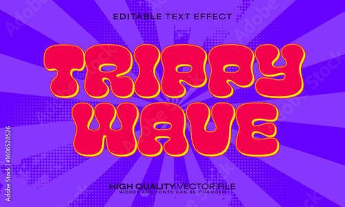 Retro hippie text effect, editable text effect and vintage 3d font style bold shadow psychedelic poster design