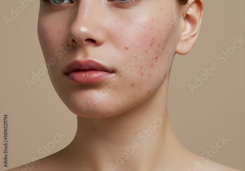 Wallpaper Mural Portrait of a Young Woman with Acne in a Minimalist Studio Setting Torontodigital.ca